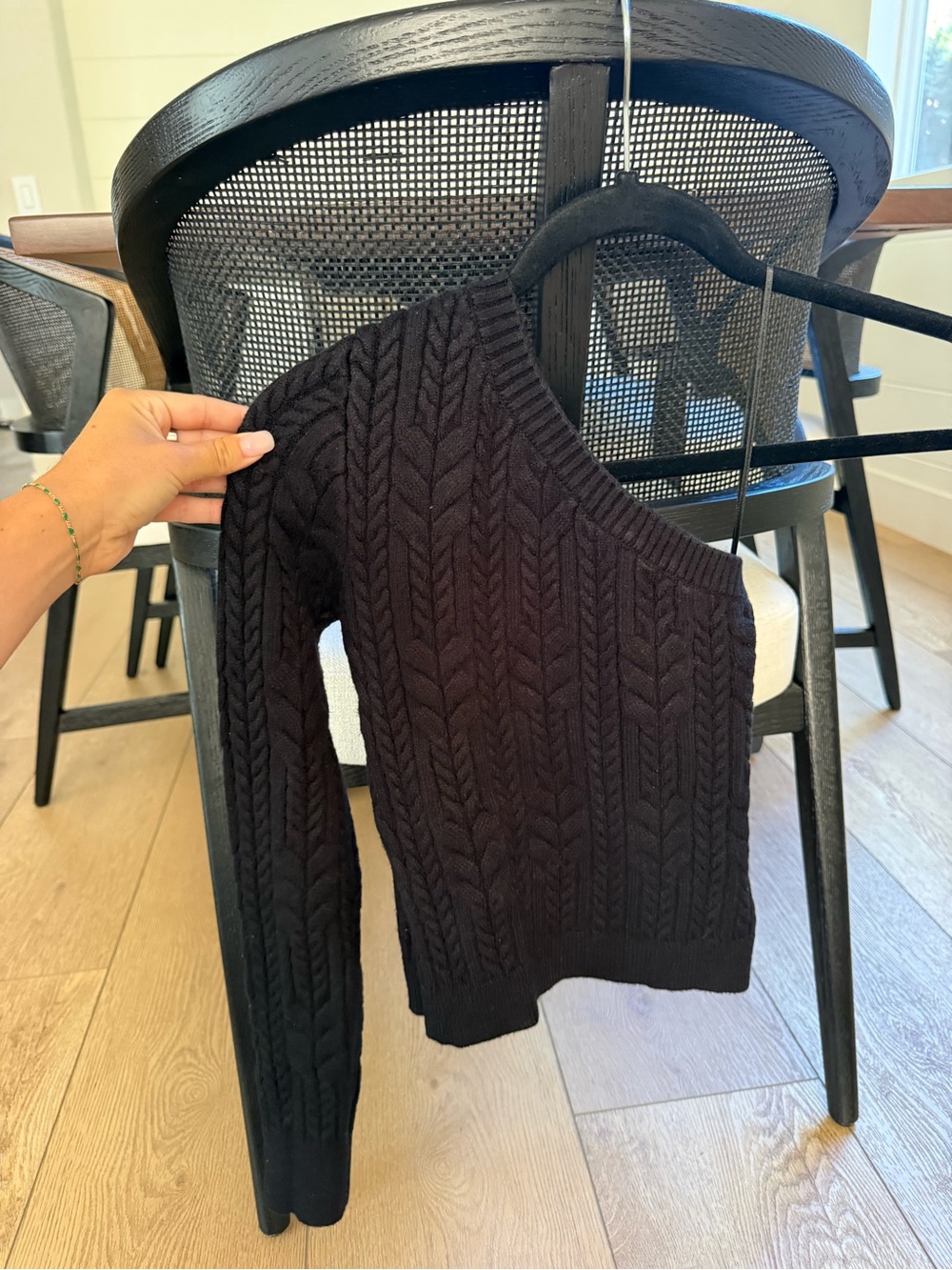 Princess Polly Black One-Shoulder Cable Knit Sweater